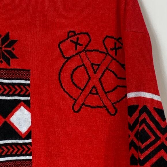 Chicago Blackhawks Sweater Men's XXL Red Ugly Christmas Pullover Crew Neck READ - Picture 4 of 10